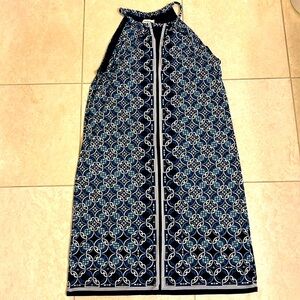 Max studio summer blue/navy/white slip dress (XS)
